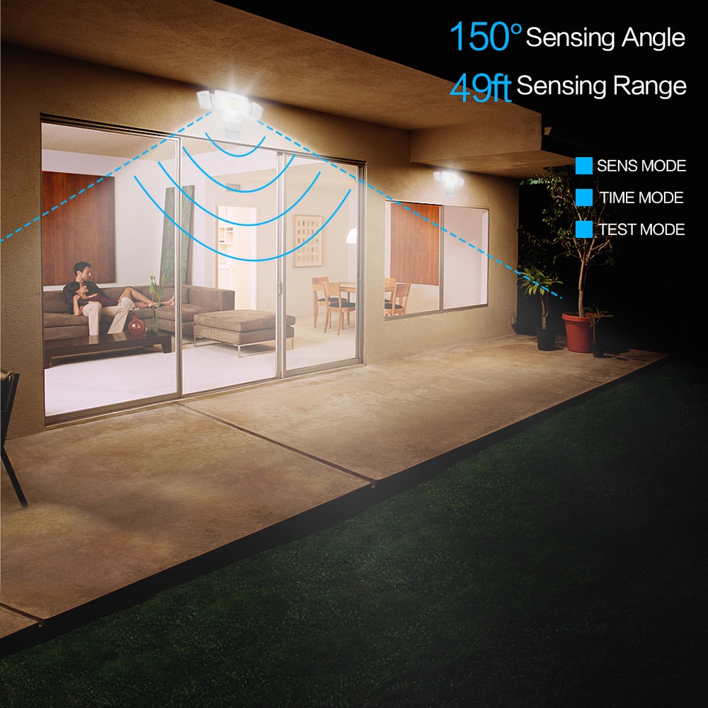 230v Motion Sensor Security Lamp Waterproof Three Head Outdoor Light For Entryways, Patio, Yard, Gardren