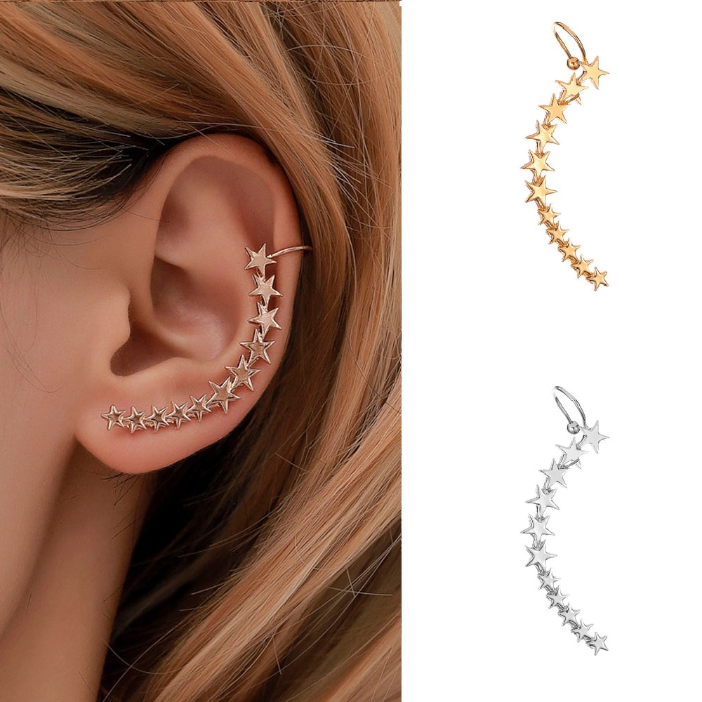Mode Gouden Kleur Ster Vorm Lange Oor Manchetten Bohemian Clip Op Oor Manchet Voor Vrouwen Earring Clips Sieraden