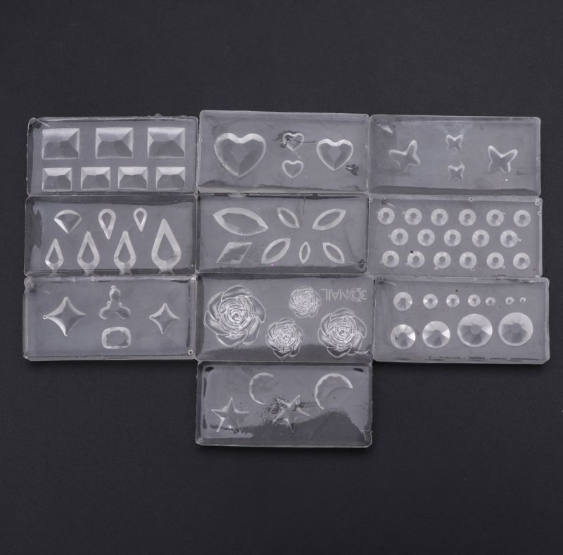 10Pcs DIY Nail Art Silicone Mold Leaves Flower Template Acrylic UV Gel DIY Tools