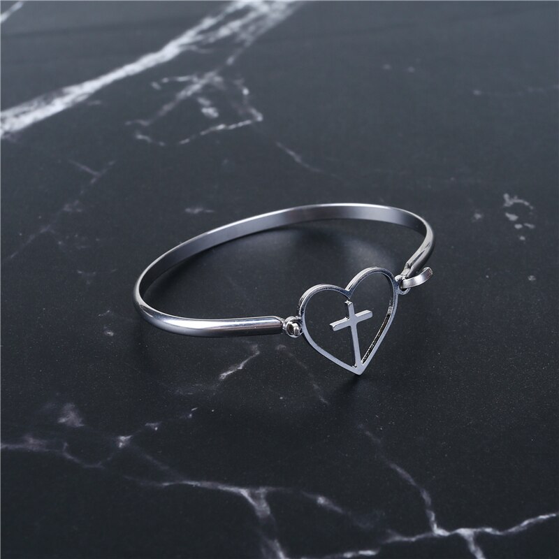 Stainless Steel 4-Styles Heart Leaf Bracelets Luxurious Jewelry For Women Silver Color Love Bangles Christmas