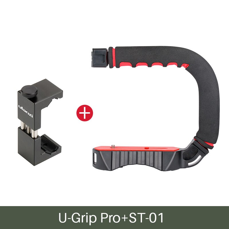 Ulanzi-estabilizador de cámara u-grip Pro, plataforma de vídeo, jaula, Triplle, Zapata fría, Steadicam de mano para iPhone 11, GoPro 7, 6, 5, Canon y Sony: with ST-01