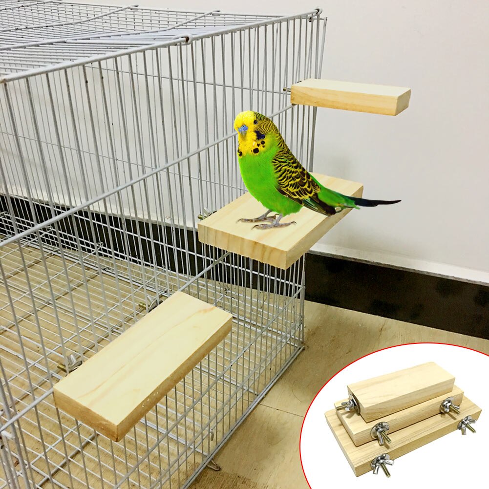Wood Stand Platform Toy Paw Grinding Clean Cage Accessories For Parrot Hamster AUG889