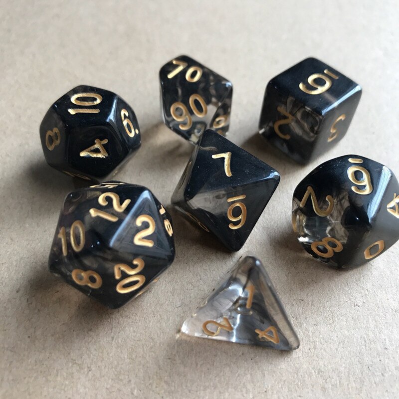 Lot de 7 dés à facettes D & d D4 D6 D8 D10 D % D12 D20 pour jeux de société, ensemble de dés polyédriques TRPG,