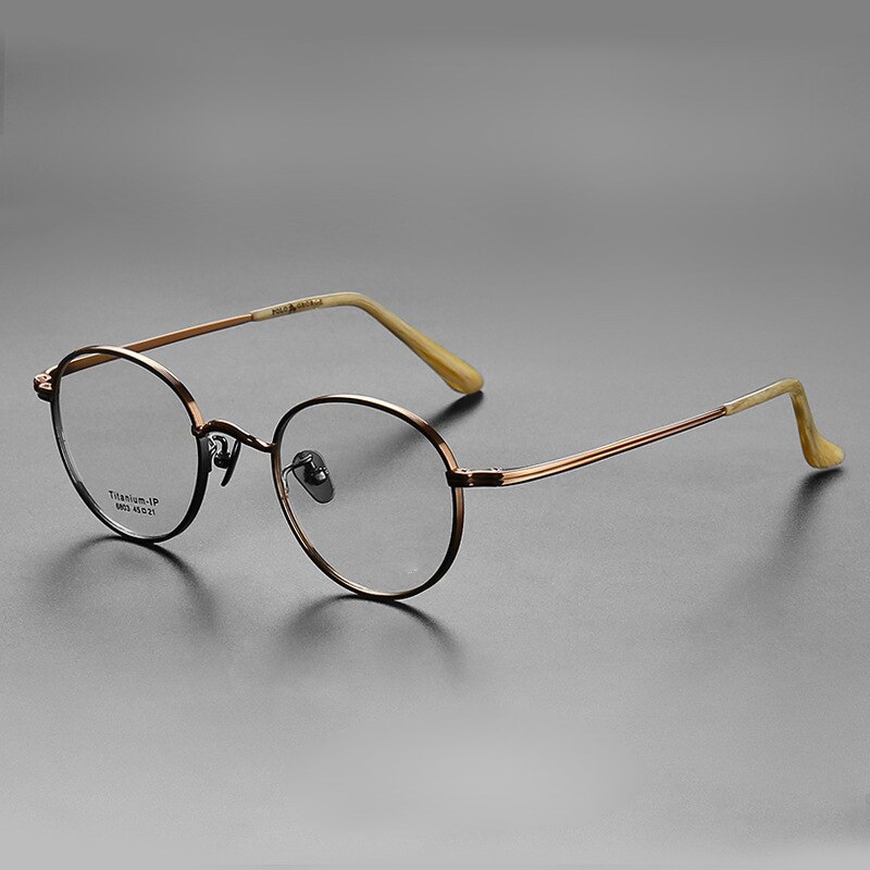 Titanium briller super lette runde brillerammer nærsynethed hyperopi receptpligtige briller høje briller: C07