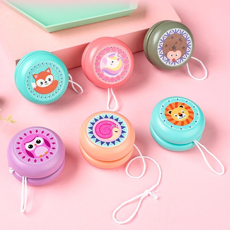 Yoyo de madera de dibujos animados, juguetes nostálgicos, juguetes profesionales de Metal