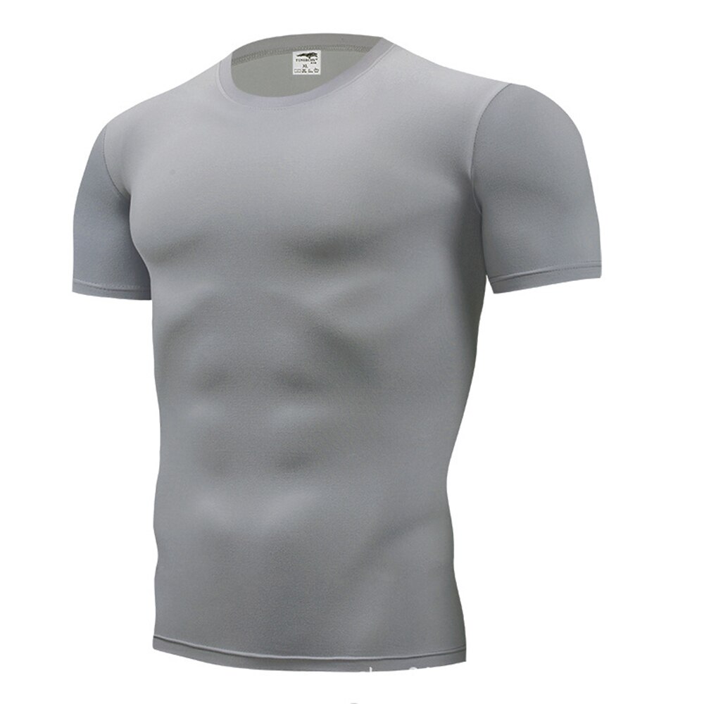Sommar t-shirt för män utomhussporter enfärgade kortärmade t-shirts som andas snabbtorkande vandring camping cykling t-shirts: Grå / Xxxxl