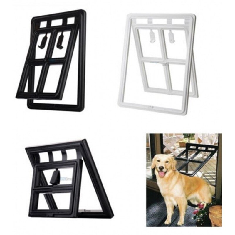 Pet Cat Door Lockable Plastic Small Large Dogs Gates 46*35CM Screen Window Security Flap Gates Pet Tunnel Dog Fence