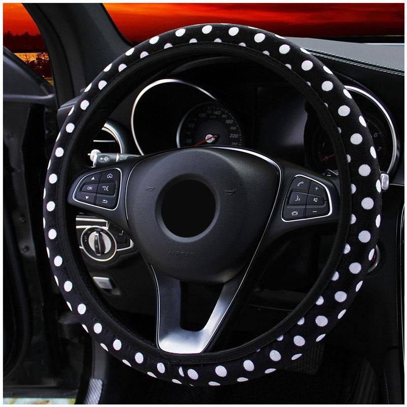 Funda protectora para Volante de coche DIY, Funda suave de felpa, estilo de Volante de coche de ruedas, accesorios para coche Interior, Funda Volante: Black and White