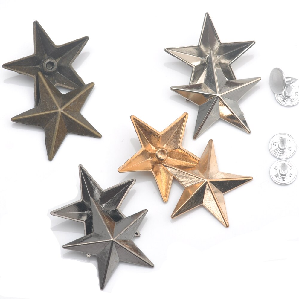 60 set/lote 29mm de aleación de zinc de remaches de metal star vaqueros prendas remaches alumbre de níquel negro bronce dorado ZD-026