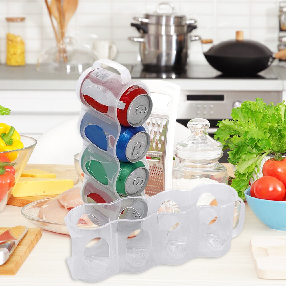 4 Holes Fridge Beer Soda Coke Sprite Drink Can Holder Refrigeration Kitchen Storage Box Accessories Rack Space-Saving Shelf