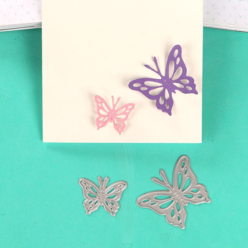 Duofen metall skärformar blommor hantverk kort set för diy papercraft projekt klippbok papper album: 2 st fjärilar