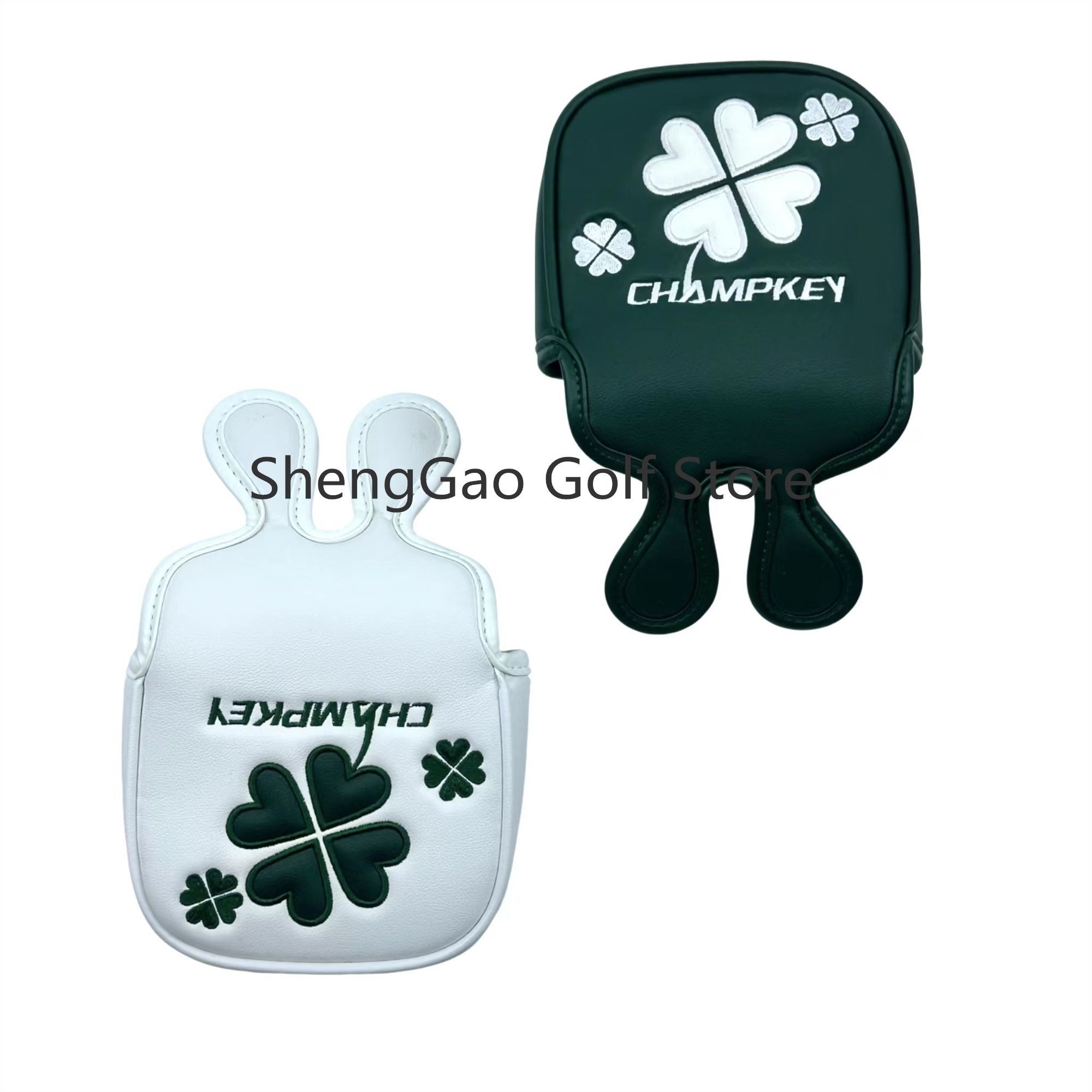 1Pc Lucky Clover Patroon Putter Cover Pu Lederen Grote Mallet Golf Head Cover Magnetische Sluiting Golf Head Cover