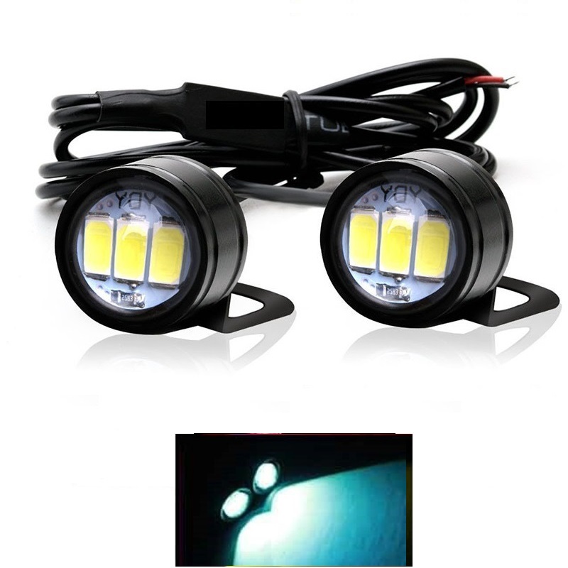 2 pièces moto oeil d'aigle lumière 12V diurne oeil lumière LED inverse sauvegarde stroboscopique Flash aigle lampe: Black / Bleu de Crésol