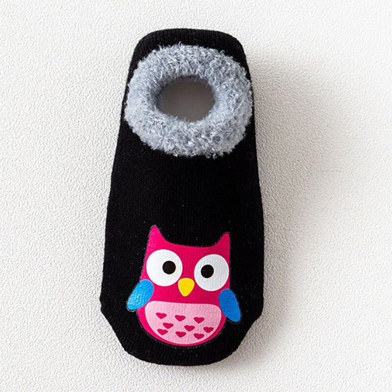 Autumn Winter Baby Socks Casual Children\'s Cute Cartoon Owl Non-Slip Cotton Floor Socks Kids Slippers: MV0128B / M