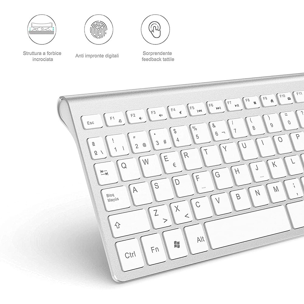 Zienstar Spanish 2.4G Stable Connection Wireless Keyboard Mouse Set with USB Receiver for Macbook PC Laptop TV BOX and Smart TV