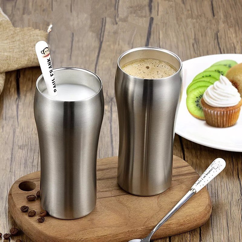 304 Stainless Steel Coffee Cup 430ml Juice Double 304 Stainless Steel Ice Beer Mug Coffee Milk
