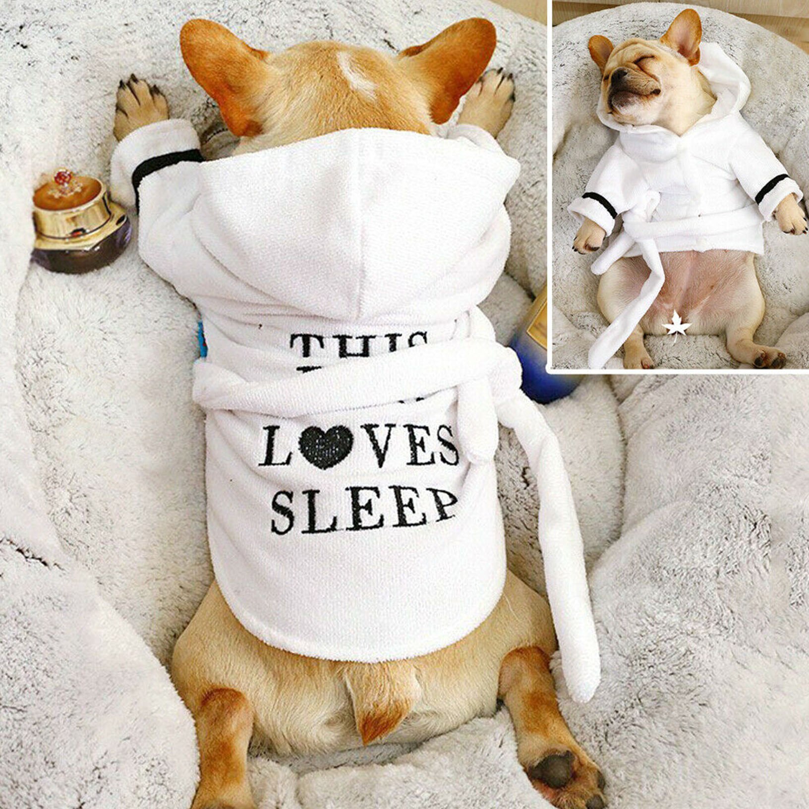 Hond Pyjama Fleece Puppy Kat Pyjama Nachtkleding Kleding Hoodie Franse Bulldog
