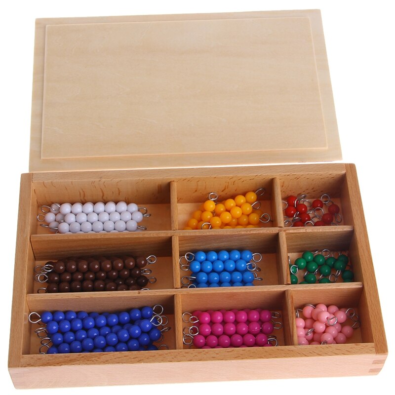 School Supplies Educational Equipment Teaching Resources Mathematics Material 1-9 Beads Bar in Wooden Box Early Preschool Toy