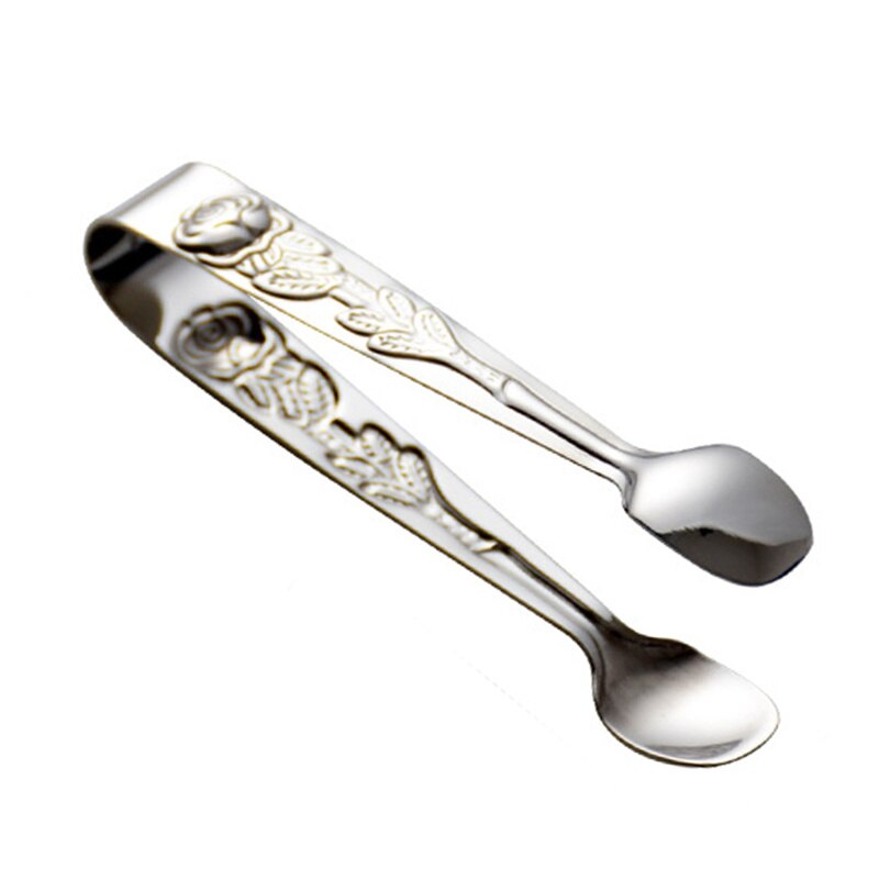 Rose Handvat Suiker Tang, 4-Inch Mini Voorgerecht Tang, Roestvrij Staal Kleine Suiker Tang, Ijs Tang: Sliver