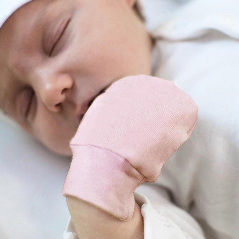 2-piece Set Of Color Hooded Anti-scratch Gloves Hat Beanies Gloves Newborn Cotton Hat And Soft Cotton Winter War A1S3