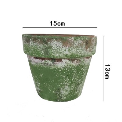 Red pottery flowerpot simple ceramic planter green plant ancient moss pot plant flowerpot aerated moss flowerpot flowerpot moss: 15x13cm