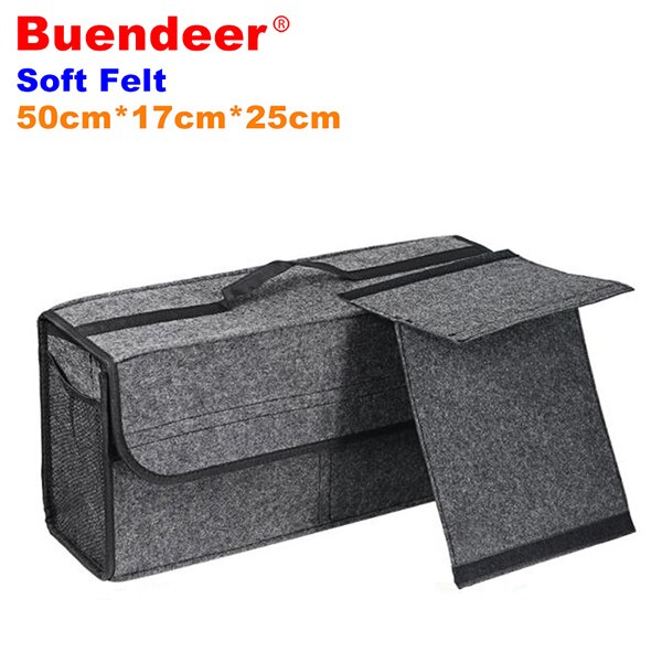 Buendeer auto kofferbak organizer zachte vilt opvouwbare opbergdoos brandwerende organizer auto opbergzak auto opberggereedschap: 50-17-25cm
