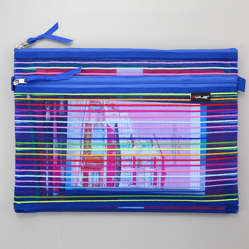 Mesh zipper bag A6/A5//B5/A4 grid bag file bag data include double-layer student test paper receiving file organizer folder
