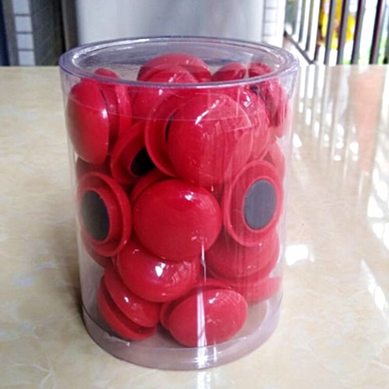 50 Pcs Magnetische Kopspijkers Punaises Plastic Kleur Kralen Koelkast Koelkast Stickers Whiteboard Schoolbord Deeltjesgrootte 32Mm: 50 Pcs-Red