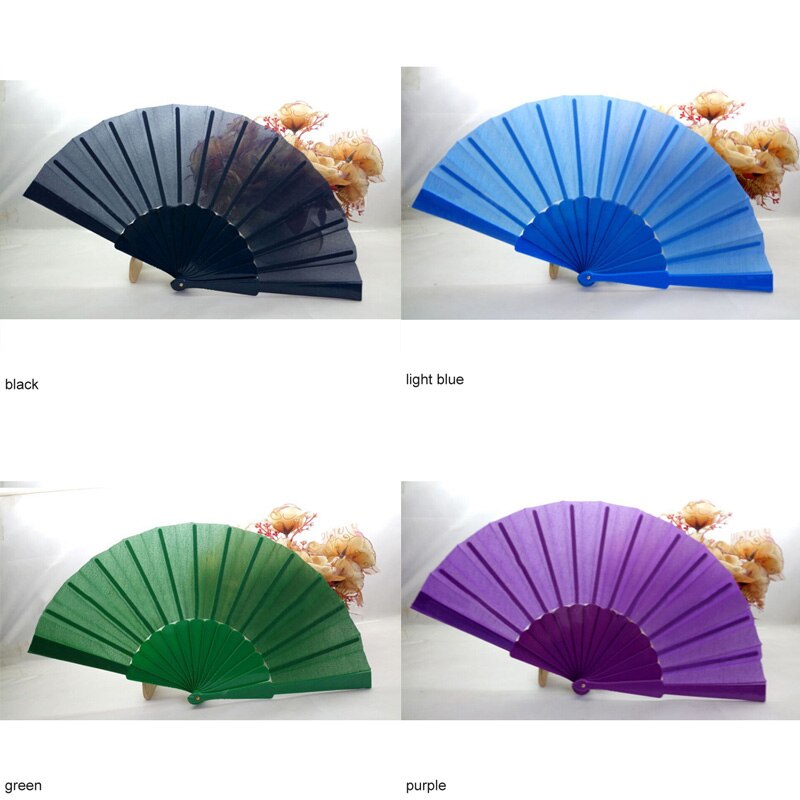Abanico de plástico de poliéster y algodón para decoración del hogar, accesorio plegable de 13 colores, ideal para fiestas, baile al aire libre, portátil, 23cm de longitud, 1 Uds.