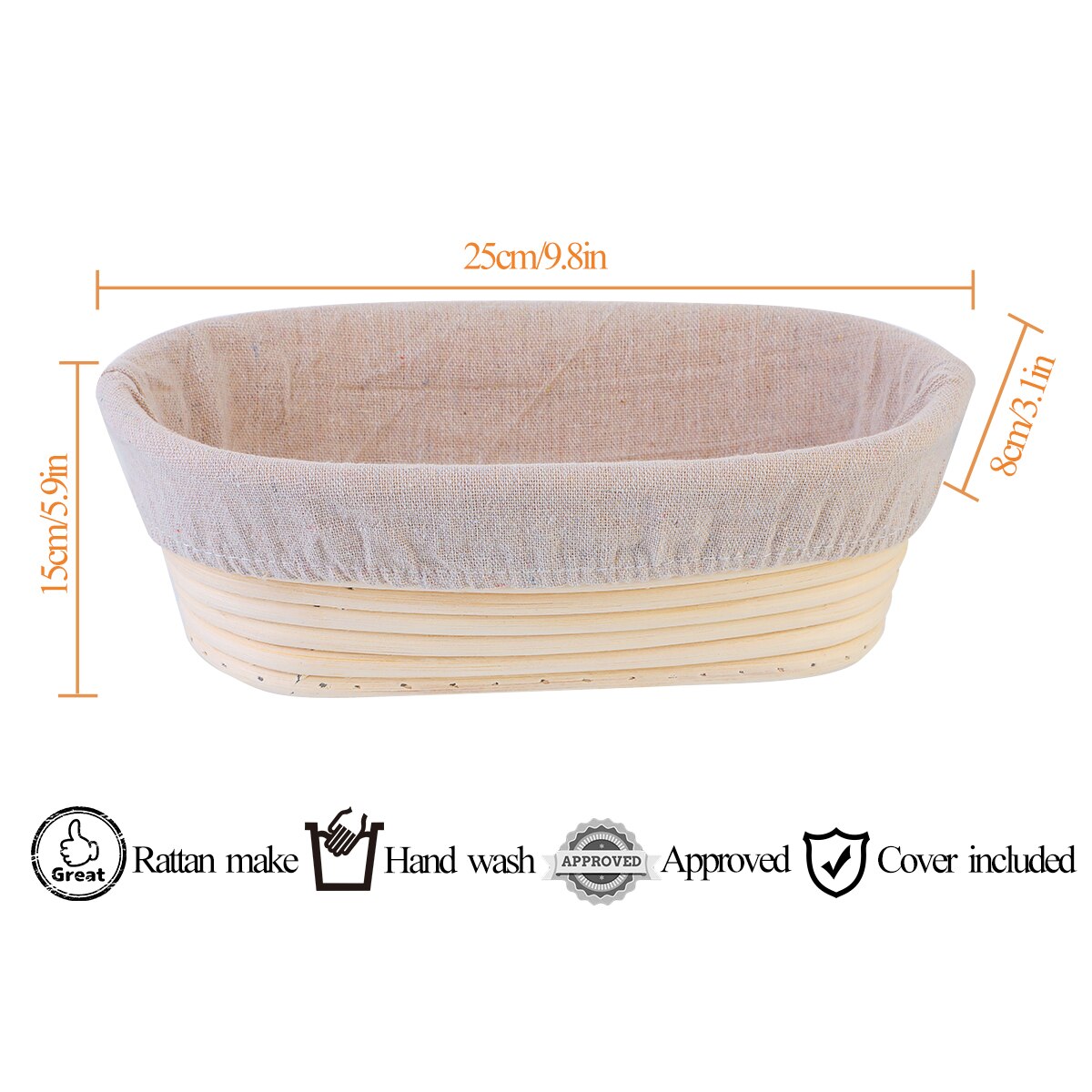 Oval/Round Rattan Bread Proofing Basket With Cover Sourdough Proving Basket Bread Rising Baskets Bakery/Cafe Sales