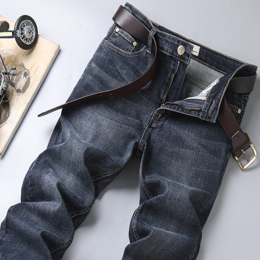 Jeans for menn slim elastisk b ord merke høst vinter forretningsbukser klassisk stil bomull jeans dongeribukser