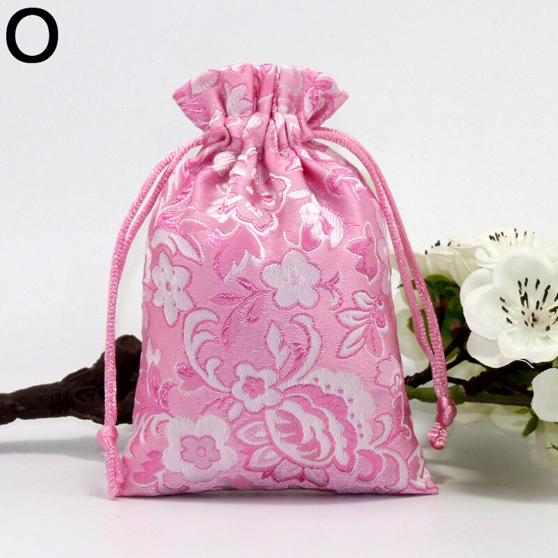 Zijde Sieraden Opbergtas Pouch Tas Kleine Satijnen Portemonnee Chinese Brocade Geborduurde Trekkoord Bag Voor Ring Sieraden: O