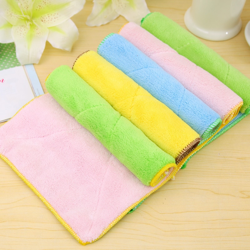 1 Pcs Anti-greasy Microfiber Wash Cloth Dishcloth Clean Towel Kitchen Washing Cleaning Cloth Scouring Pad Random Color