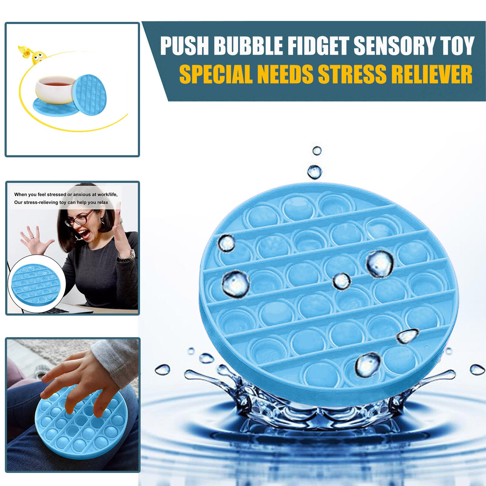 Push Bubble Fidget giocattolo sensoriale autismo esigenze speciali antistress morbido divertente Push Bubble Fidget giocattolo sensoriale colori caramelle: E