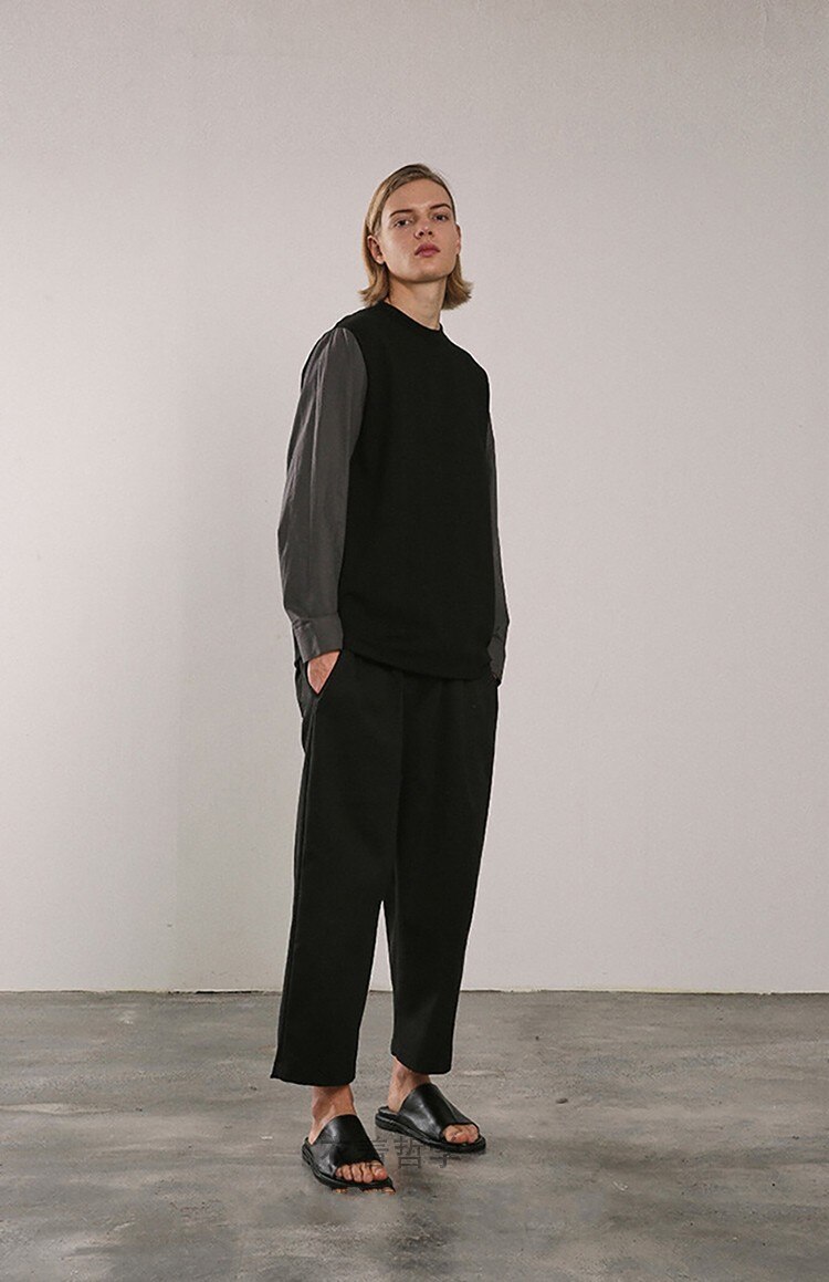 Spring solid color men's pants straight tooling pants loose plus fat casual trousers men streetwear joggers men