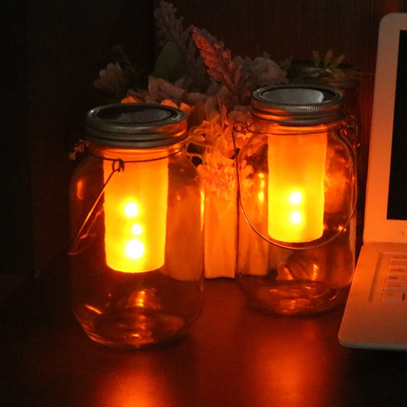 Solar LED Mason Jar Lit Light 12LED Garden Outdoor Solar Bottle Lamp Hanging Lantern Decoration Christmas Halloween