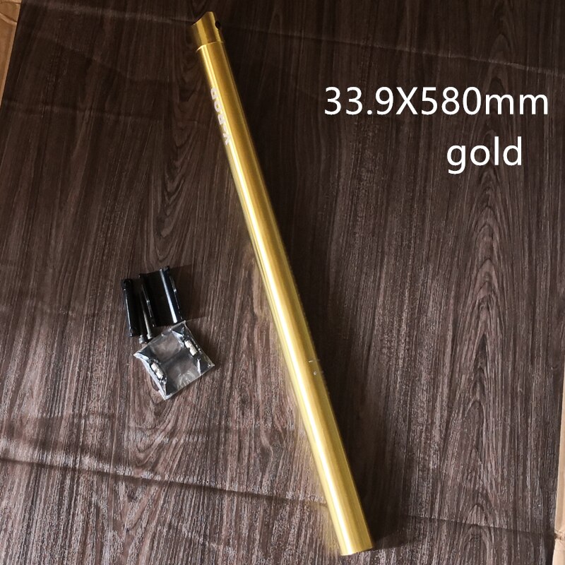 Bike Seat Post 33.9*580mm 31.8*500mm For Folding Bicycle Seatpost AL Alloy: 33.9 X 580 mm gold