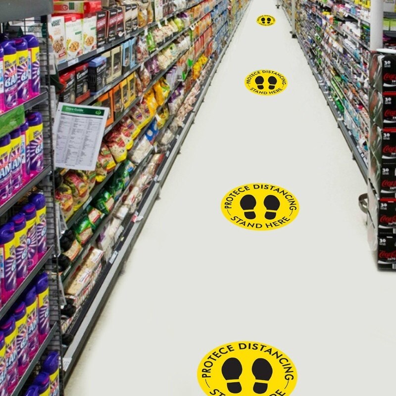 Keep Your Distance Safety Floor Sign Social Distance Circular Floor Sticker Anti Slip Mat