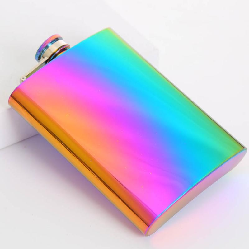 8oz Colorful Stainless Steel Hip Flask Set Whiskey Wine Bottle Retro Alcohol Pocket Flagon Face Alcohol Vodka Hip Flask