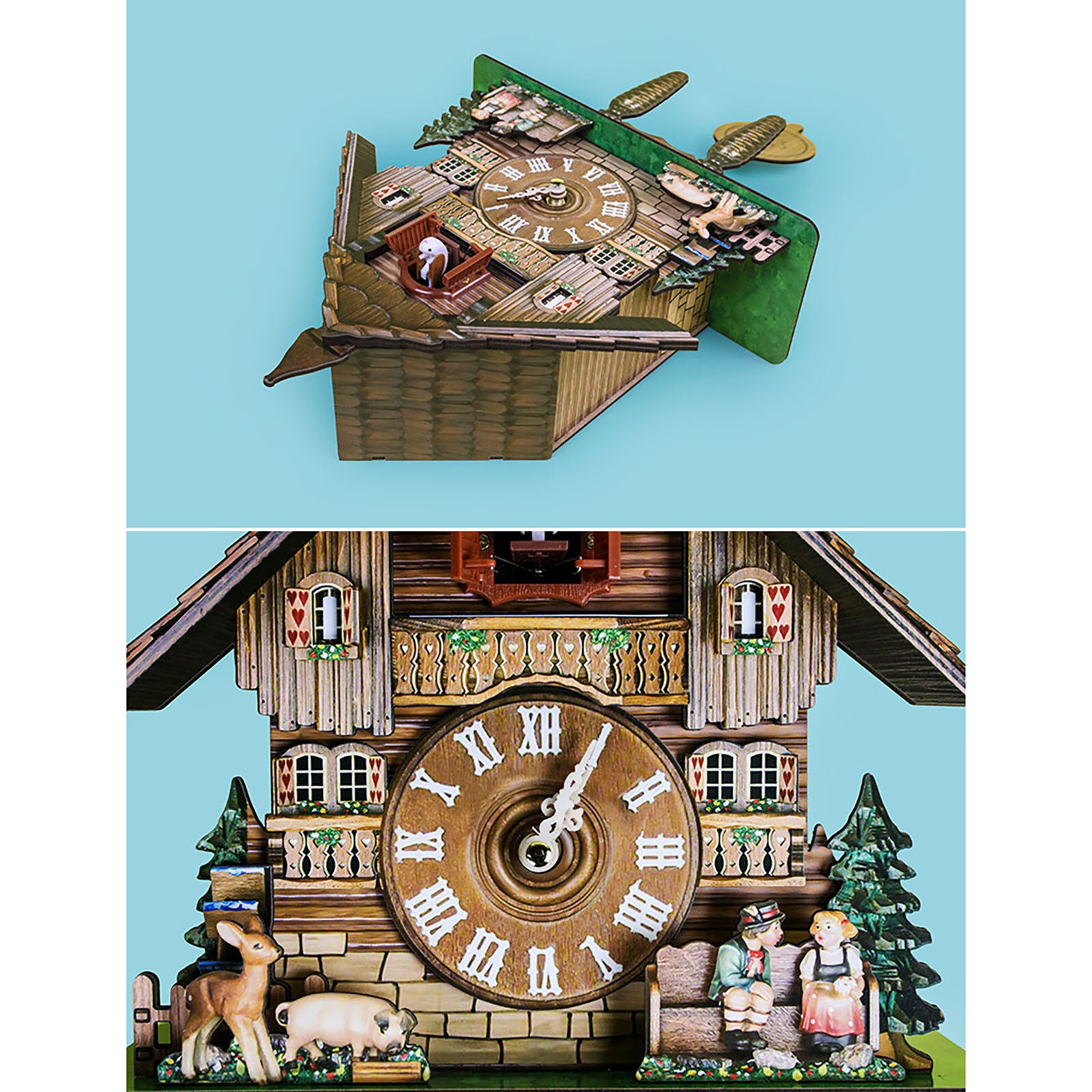 Kintrot – horloge murale à Quartz en bois, pendule, décoration de maison en forêt noire