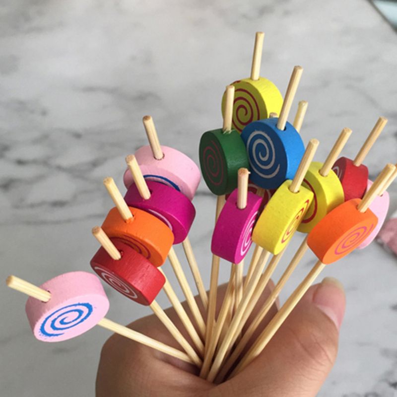 100Pcs Lollipop Voedsel Picks Dessert Buffet Fruit Salade Vork Cake Muffin Party Groente Sticks Cocktail Tandenstokers Cake Teken