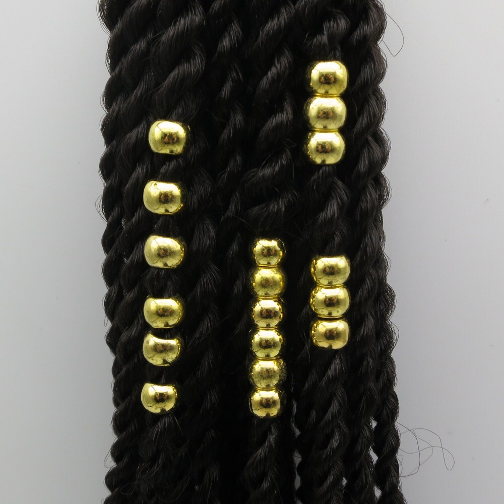 50 stks/partij Acryl Gehaakte Vlechten Gouden/Zilveren Plastic haar dread dreadlock Kralen buis ringen ringen Haarverlenging Accessoires