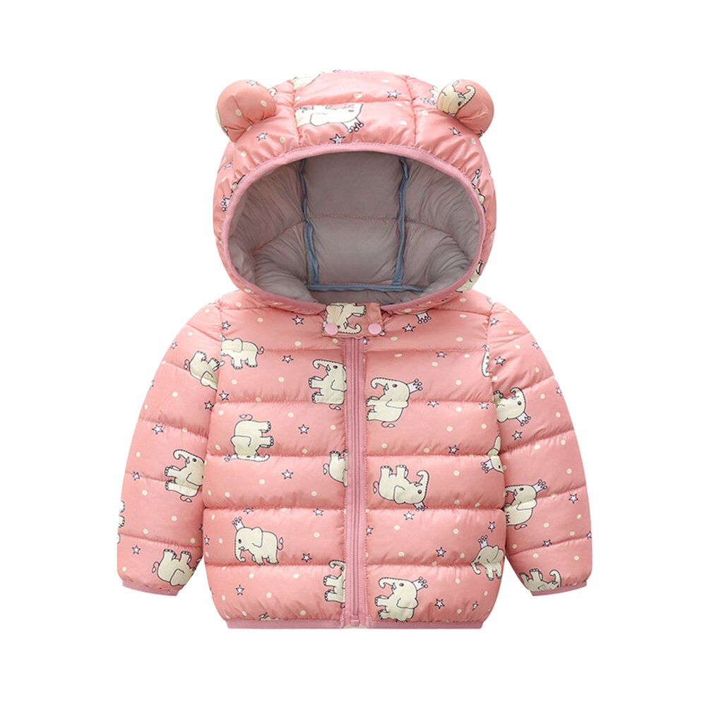 Kinderen Capuchon Jongens En Meisjes Cartoon Winter Kleding Jas Jongens Rits Jas Voor Kinderen Kinderkleding: Roze / 110