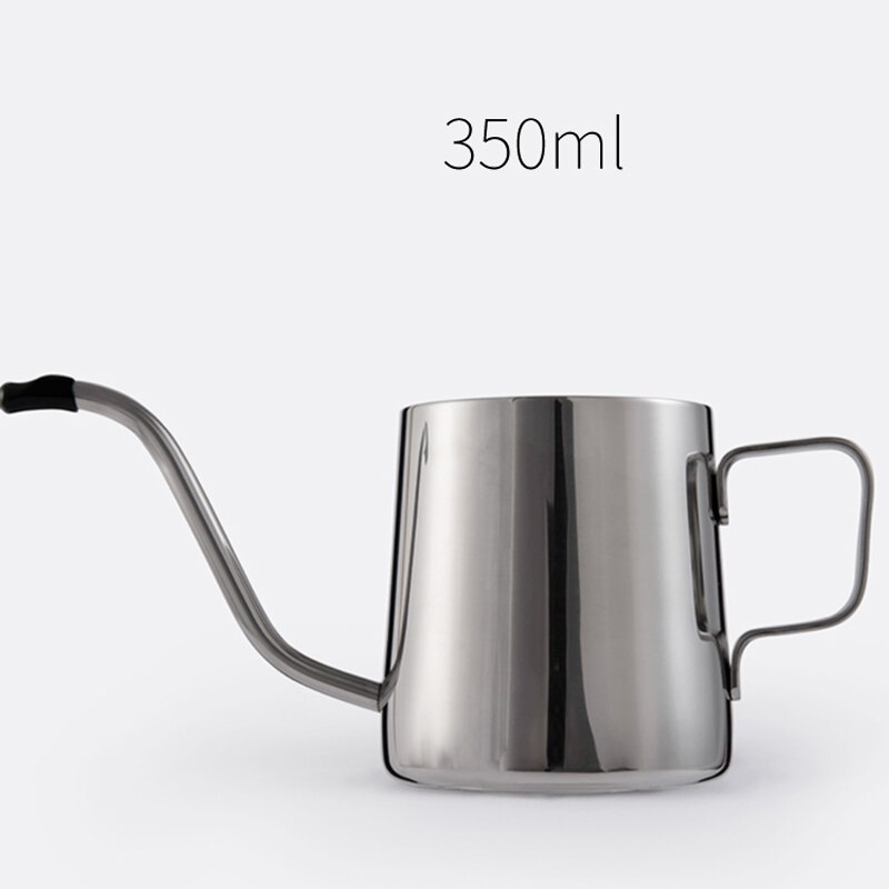 Drip Kettle 600/350/240ml Coffee Pot Non-stick Coating Food Grade Stainless Steel Gooseneck Drip Kettle Swan Neck Thin Mouth: 350ML Silver