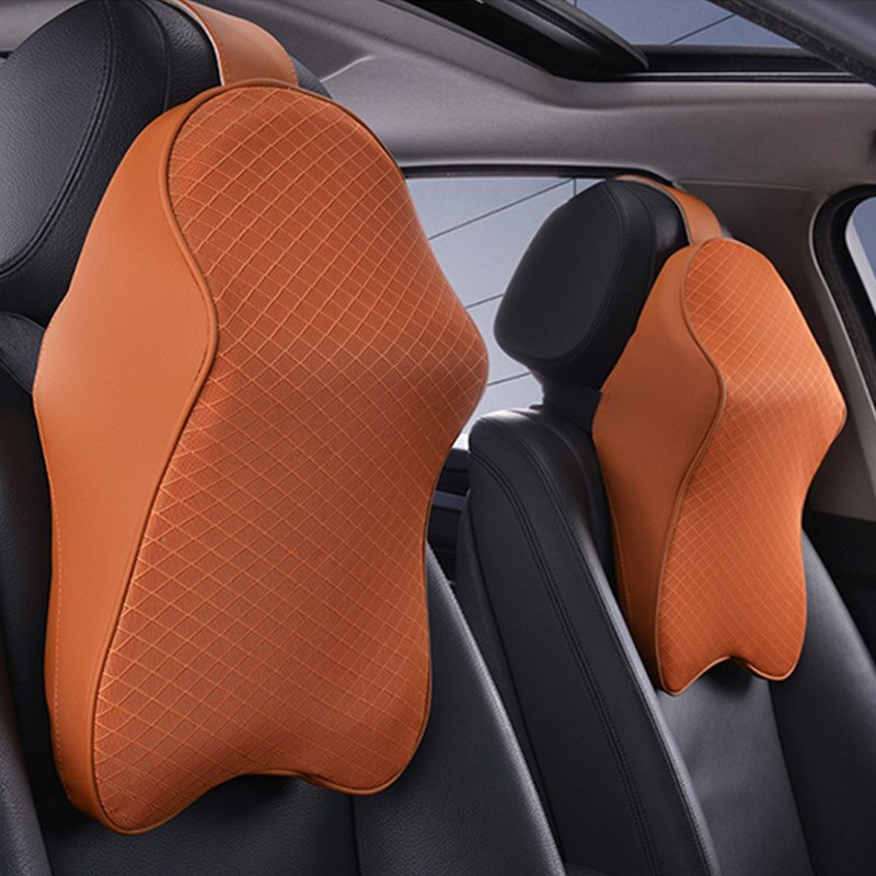 3D Memory Foam Head Rest Verstelbare Car Seat Hoofdsteun Kussen Voor De Hals Rest Taille Terug Ondersteuning Auto Accessoires: Orange headrest