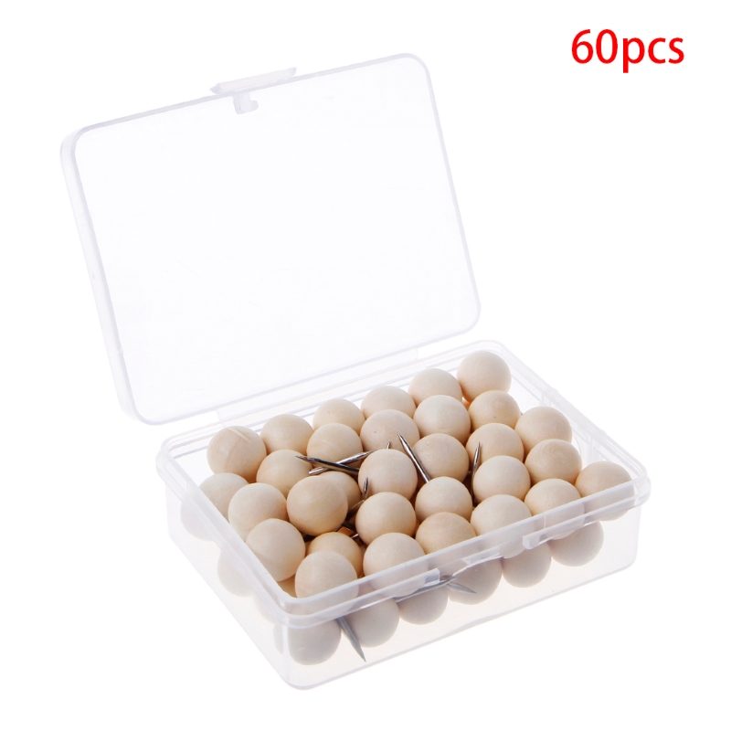 60 Pcs Ronde Houten Punaise Creatieve Decoratieve Tekening Push Pins Hout Hoofd