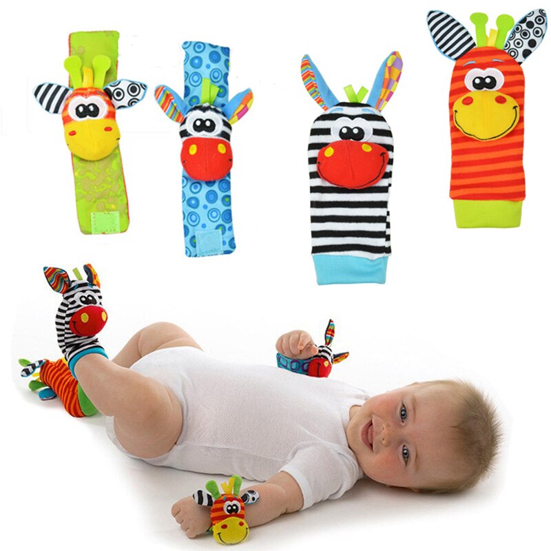 1pcs Panda Stick Baby Rattle Toys Garden Bug Wrist Rattle and Foot Socks Animal Cute Cartoon Baby Socks Rattle Toys