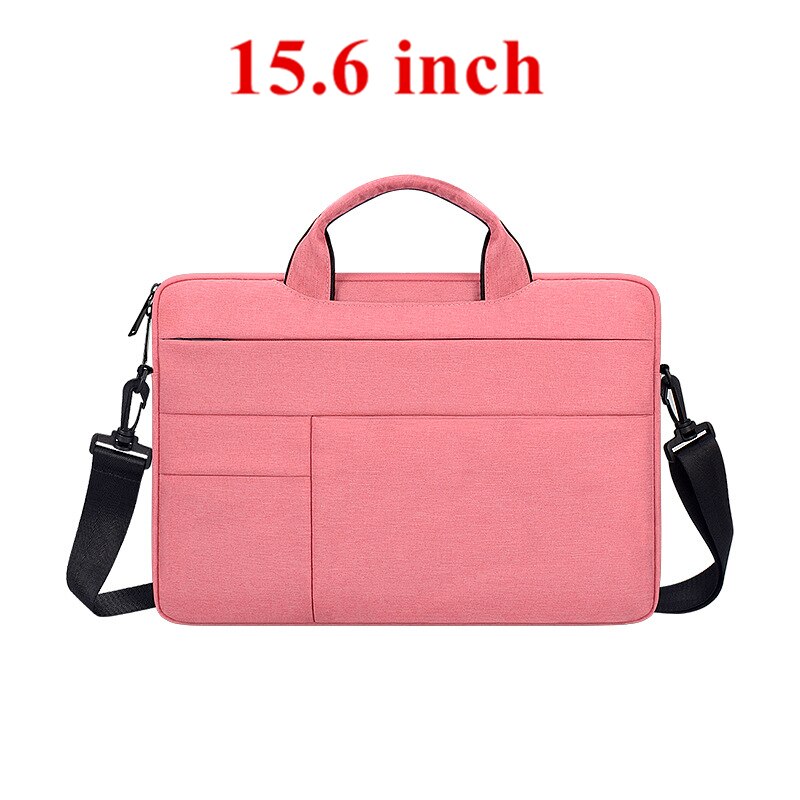 Portable Hand Office Notebook Laptop Bag For Men Women Briefcase Waterproof Pocket Case Computer Shoulder Handbag 13 14 15.6 PC: Pink 15.6 inch