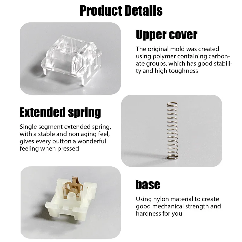 KTT Kang White V3 Keyboard Switch Custom Linear 3 Pins 45g Mechanical Keyboard Cherry MX Switches RGB SMD Gaming Keyboard Switch