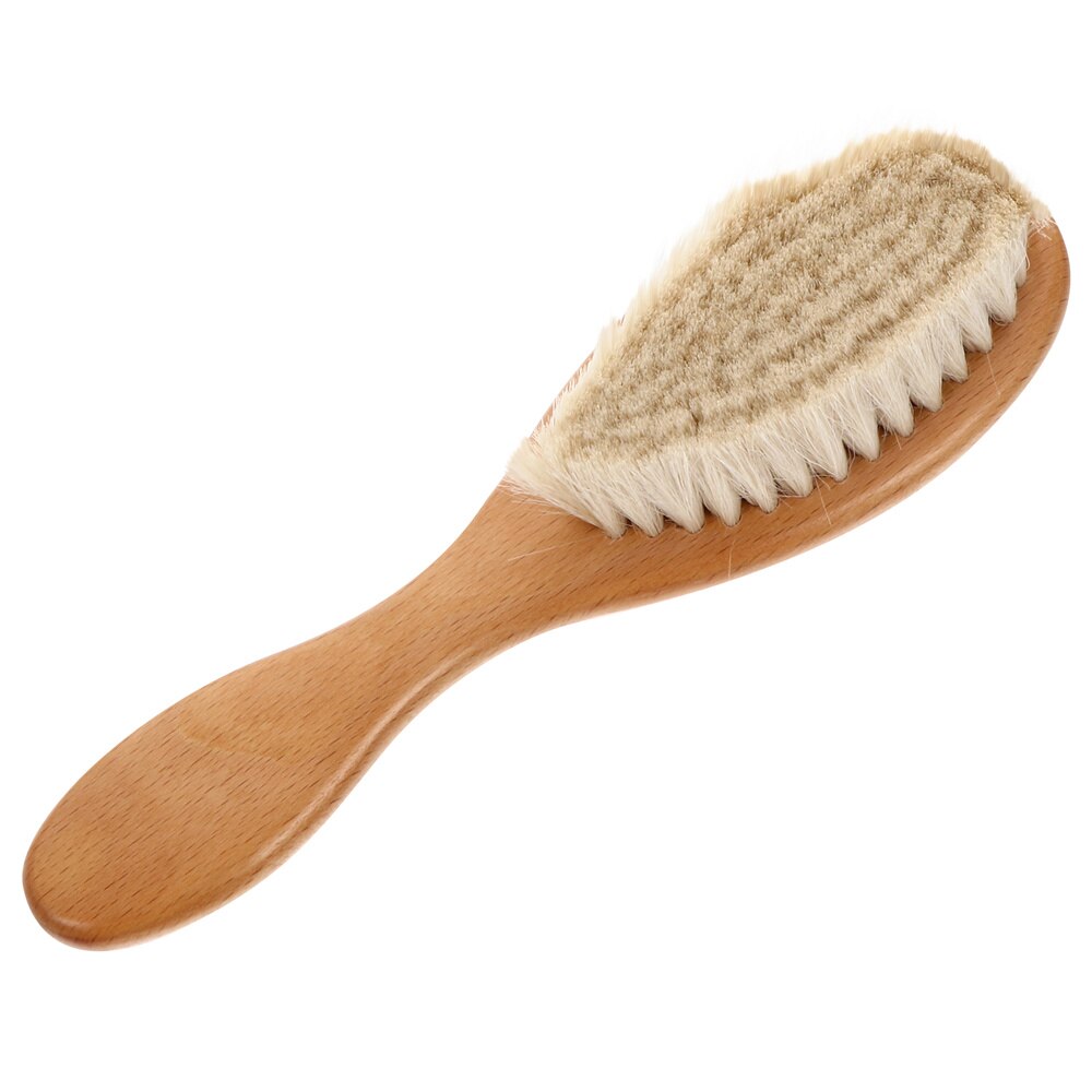 Baby Kids Head Grooming Comb Hair Brush Wood Comb with Wool Bristles
